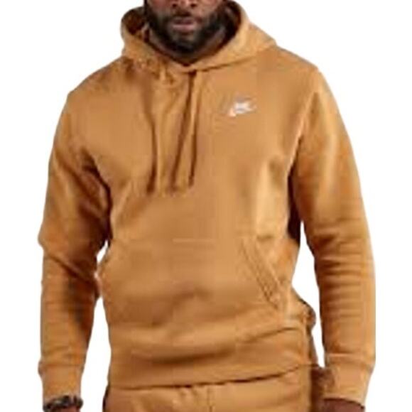 Nike Sportswear Club Fleece Hoodie Drawstring Oversized Logo Pocket Gold XL - Picture 1 of 7